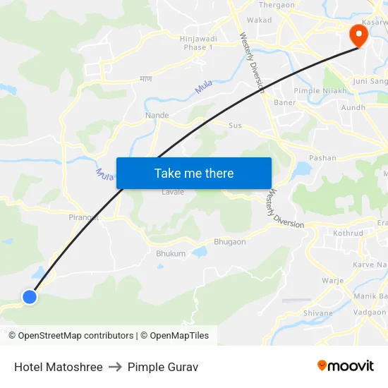 Hotel Matoshree to Pimple Gurav map