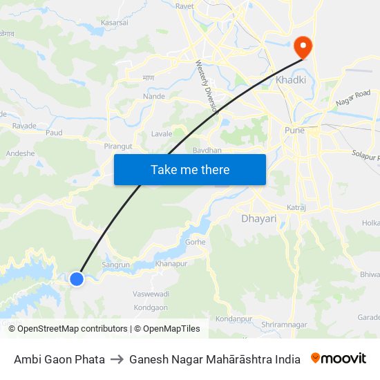 Ambi Gaon Phata to Ganesh Nagar Mahārāshtra India map