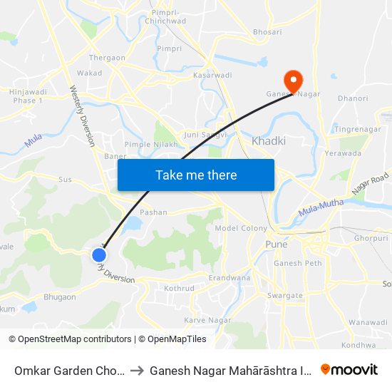 Omkar Garden Chowk to Ganesh Nagar Mahārāshtra India map