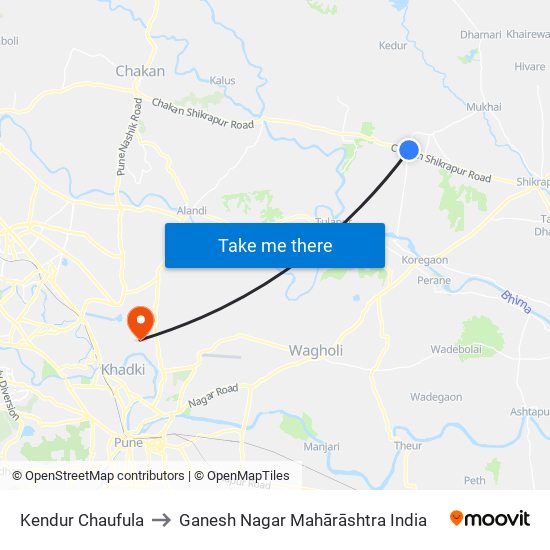 Kendur Chaufula to Ganesh Nagar Mahārāshtra India map
