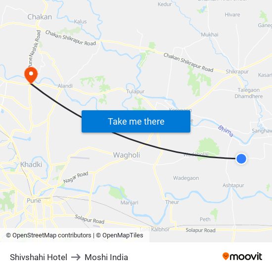 Shivshahi Hotel to Moshi India map