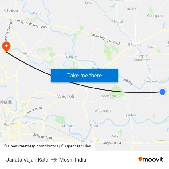 Janta Vajan Kata to Moshi India map