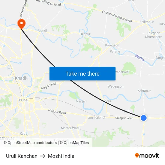 Uruli Kanchan to Moshi India map