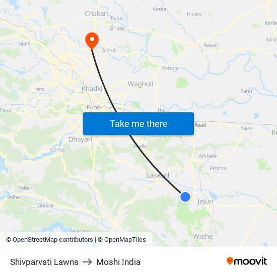 Shivparvati Lawns to Moshi India map