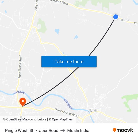 Pingle Wasti Shikrapur Road to Moshi India map