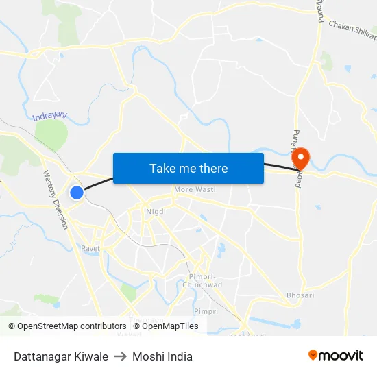 Dattanagar Kiwale to Moshi India map
