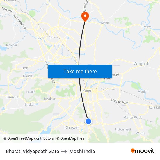 Bharati Vidyapeeth Gate to Moshi India map