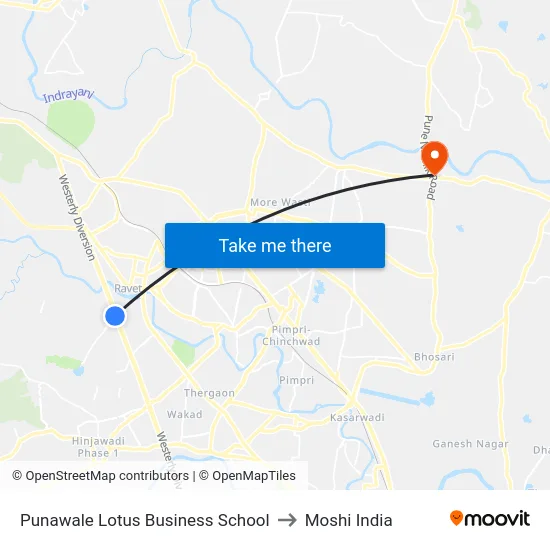 Punawale Lotus Business School to Moshi India map