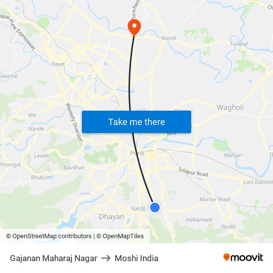 Gajanan Maharaj Nagar to Moshi India map