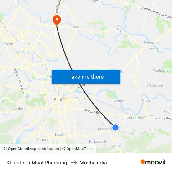 Khandoba Maal Phursungi to Moshi India map
