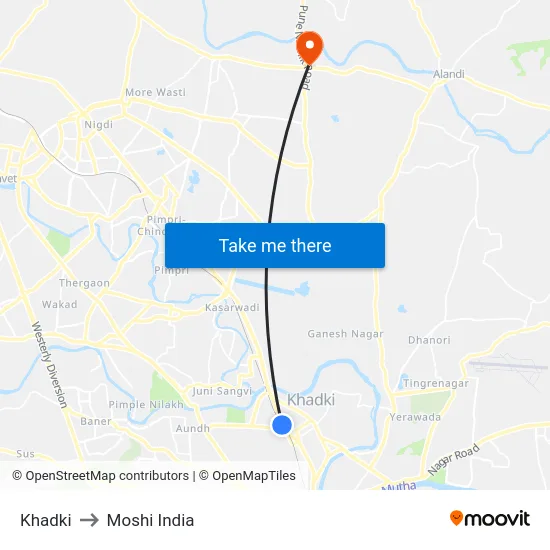 Khadki to Moshi India map
