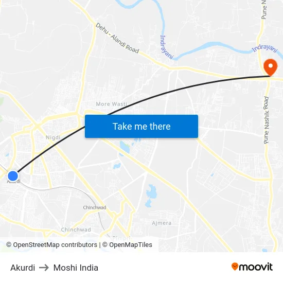 Akurdi to Moshi India map