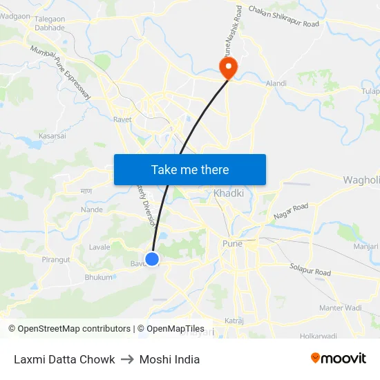 Laxmi Datta Chowk to Moshi India map