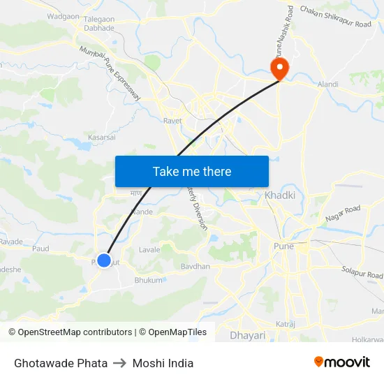 Ghotawade Phata to Moshi India map