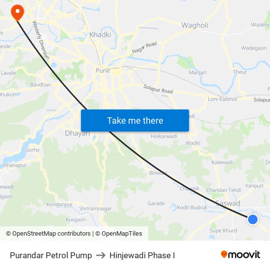 Purandar Petrol Pump to Hinjewadi Phase I map