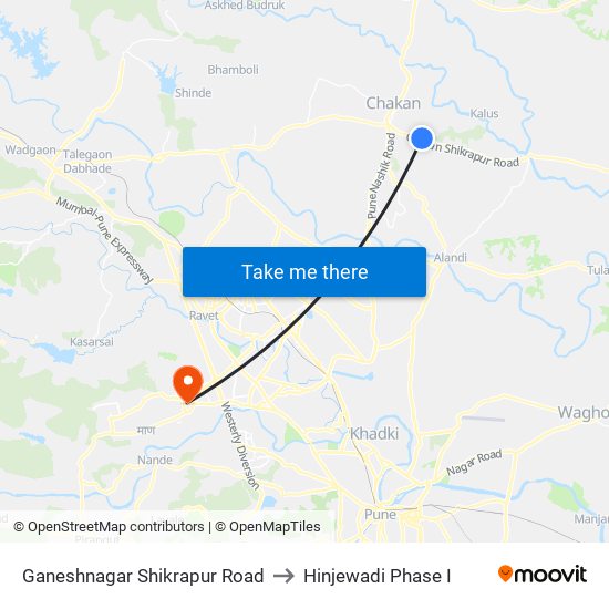Ganeshnagar Shikrapur Road to Hinjewadi Phase I map