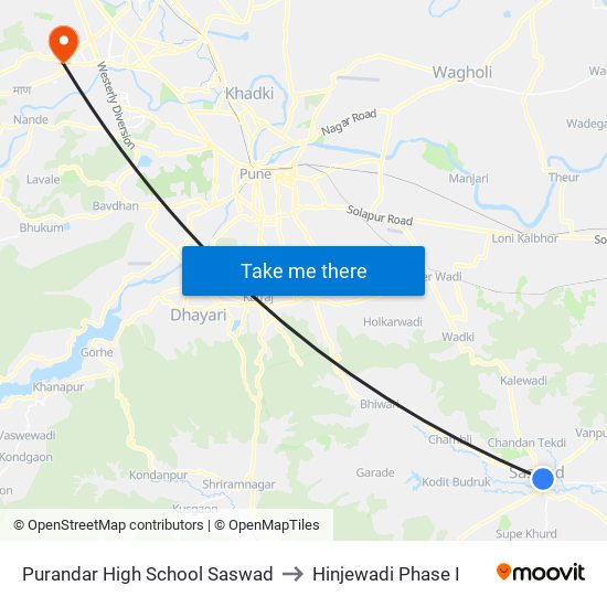 Purandar High School Saswad to Hinjewadi Phase I map