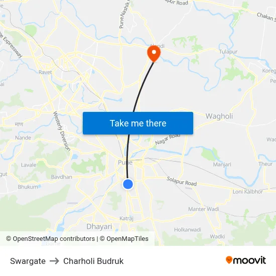 Swargate to Charholi Budruk map