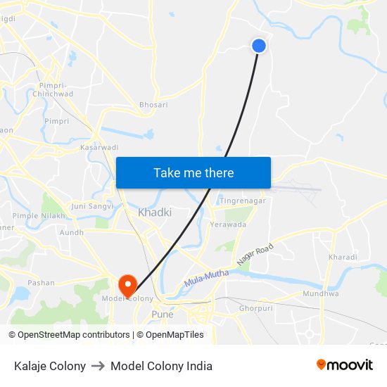 Kalaje Colony to Model Colony India map