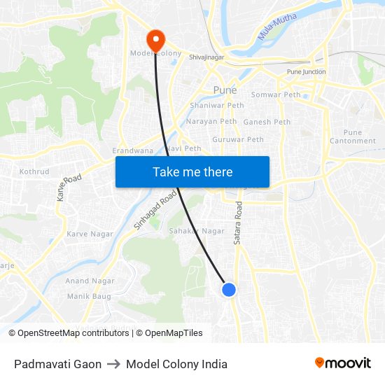 Padmavati Gaon to Model Colony India map