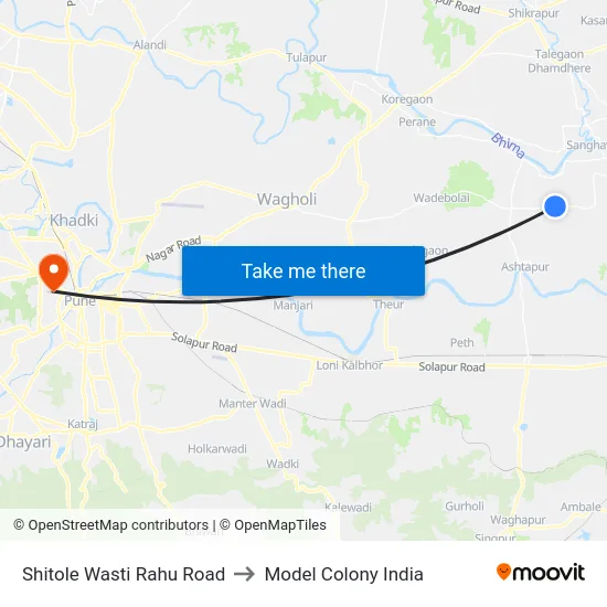 Shitole Wasti Rahu Road to Model Colony India map