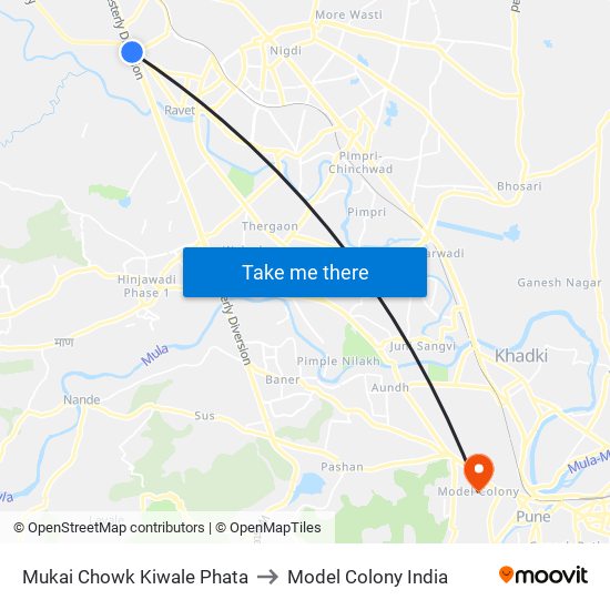 Mukai Chowk Kiwale Phata to Model Colony India map