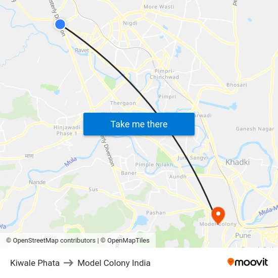 Kiwale Phata to Model Colony India map