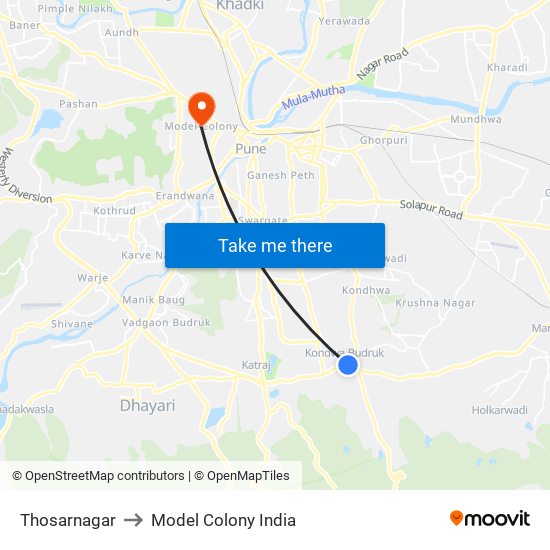 Thosarnagar to Model Colony India map