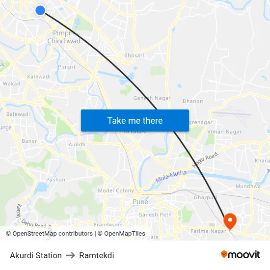 Akurdi Station to Ramtekdi map