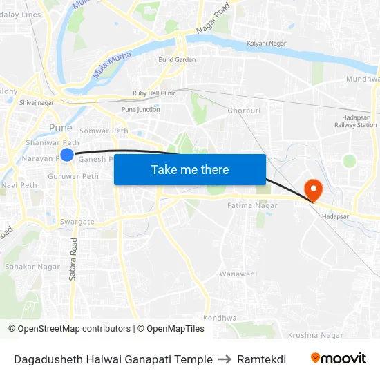 Dagadusheth Halwai Ganapati Temple to Ramtekdi map