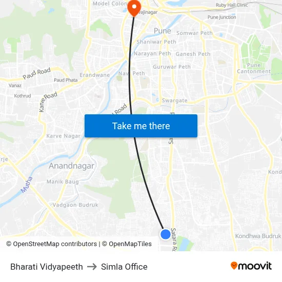 Bharati Vidyapeeth to Simla Office map