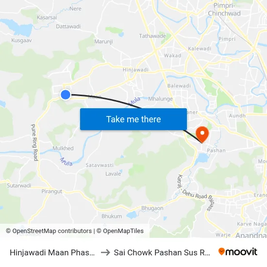 Hinjawadi Maan Phase 3 to Sai Chowk Pashan Sus Road map