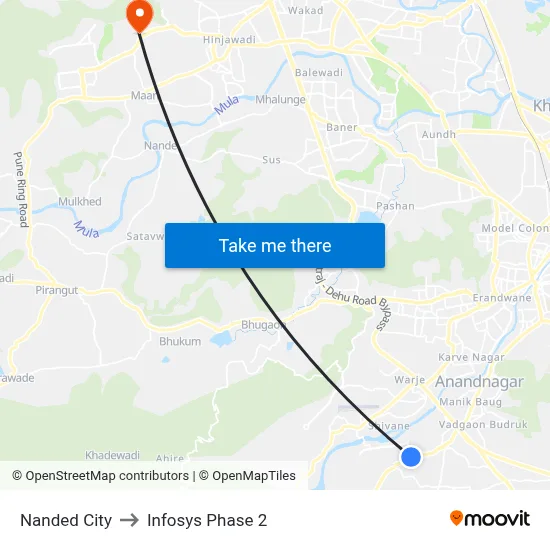 Nanded City to Infosys Phase 2 map