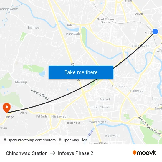 Chinchwad Station to Infosys Phase 2 map