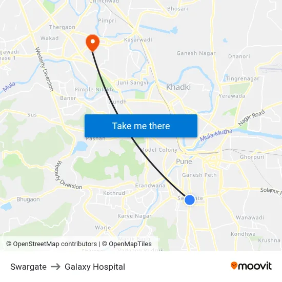 Swargate to Galaxy Hospital map
