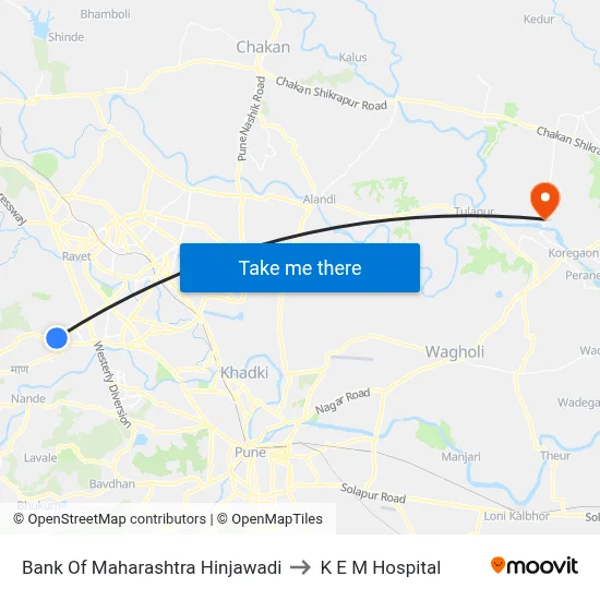 Bank Of Maharashtra Hinjawadi to K E M Hospital map