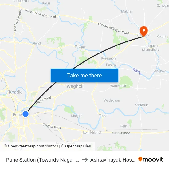 Pune Station (Towards Nagar Road) to Ashtavinayak Hospital map