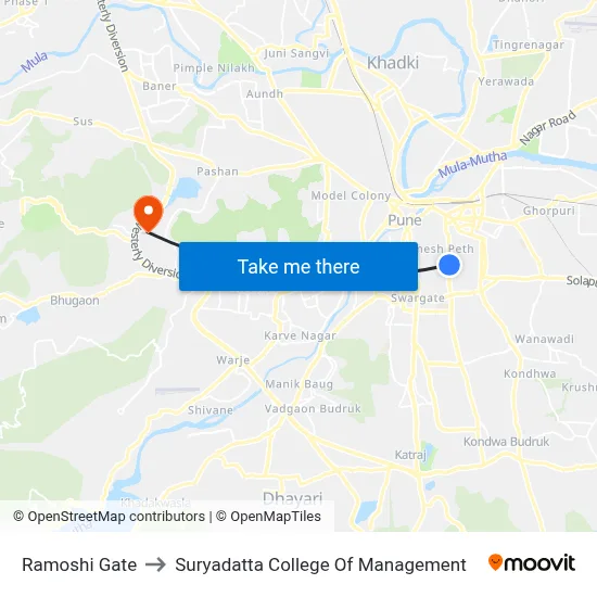 Ramoshi Gate to Suryadatta College Of Management map