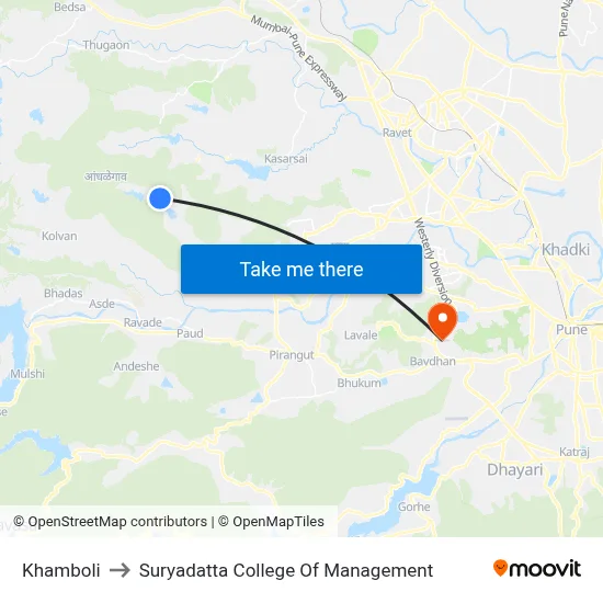 Khamboli to Suryadatta College Of Management map