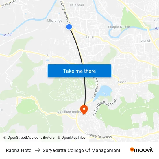 Radha Hotel to Suryadatta College Of Management map