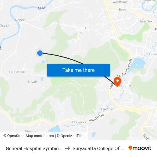 General Hospital Symbiosis University to Suryadatta College Of Management map