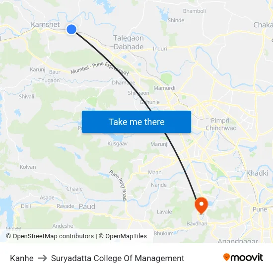 Kanhe to Suryadatta College Of Management map
