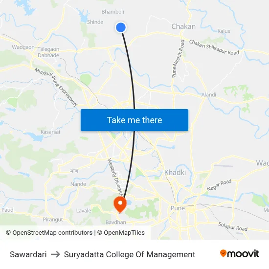 Sawardari to Suryadatta College Of Management map