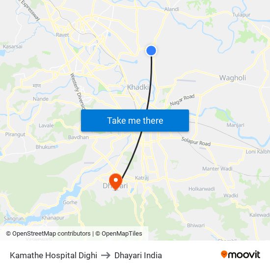 Kamathe Hospital Dighi to Dhayari India map