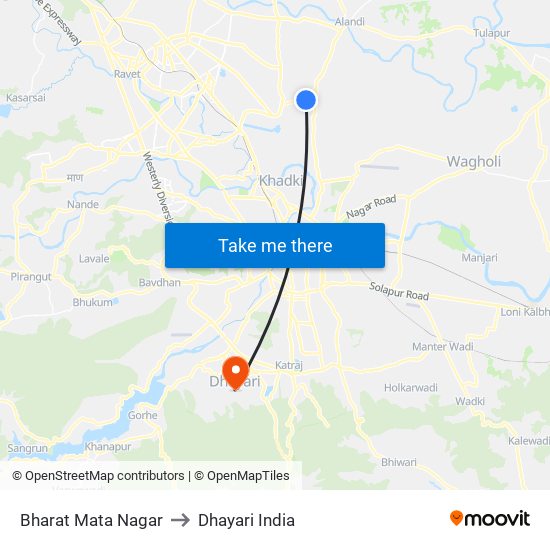 Bharat Mata Nagar to Dhayari India map