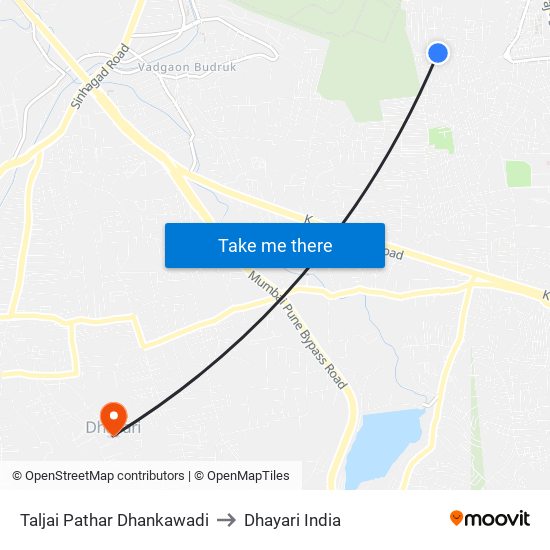 Taljai Pathar Dhankawadi to Dhayari India map