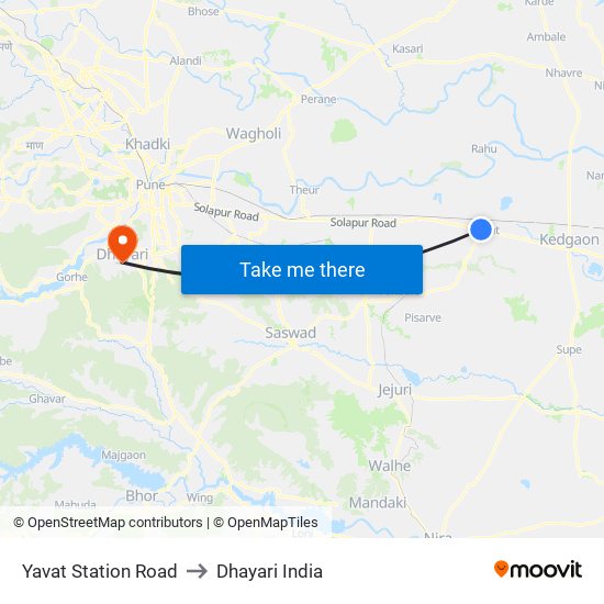 Yavat Station Road to Dhayari India map