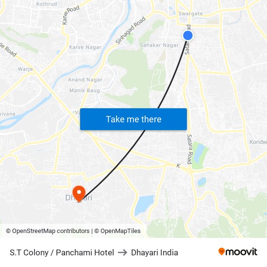 S.T Colony / Panchami Hotel to Dhayari India map