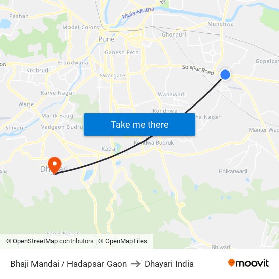 Bhaji Mandai / Hadapsar Gaon to Dhayari India map