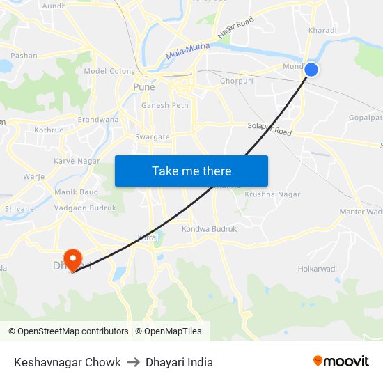 Keshavnagar Chowk to Dhayari India map